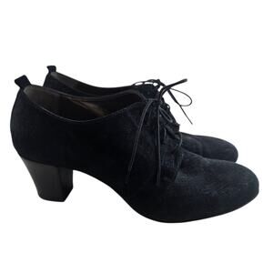 AGL Attilio Giusti Leombruni Heels Black Suede Lace Up Preppy Womens 11 41 Italy